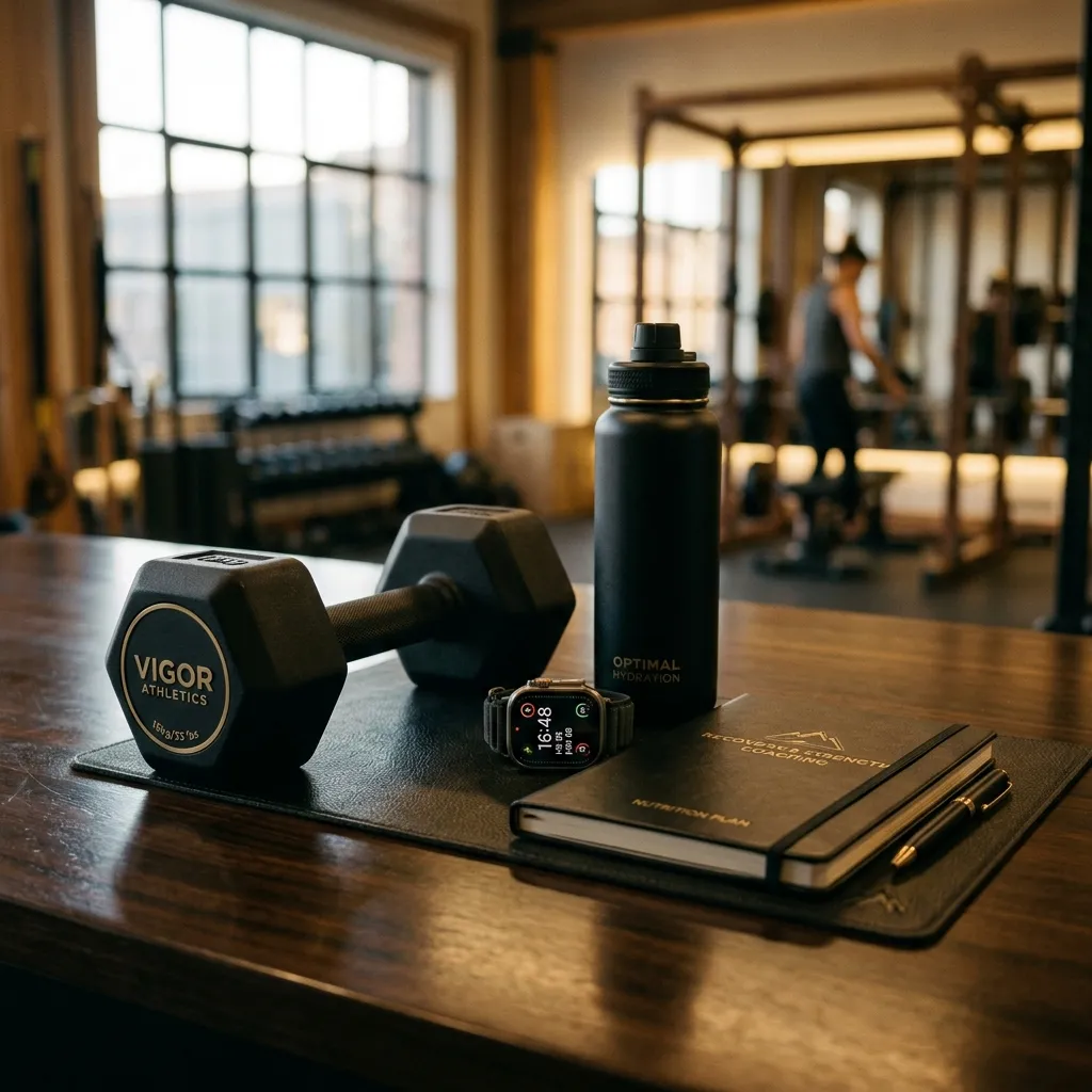 Professional nutritionist consultation environment with fitness training and recovery meal planning tools